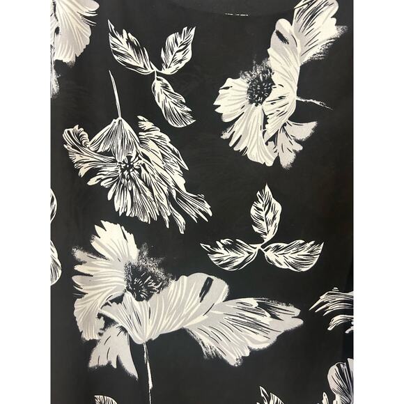 Black cream Daniel Rainn 3/4 sleeve floral blouse top shirt women's size medium - Picture 6 of 6